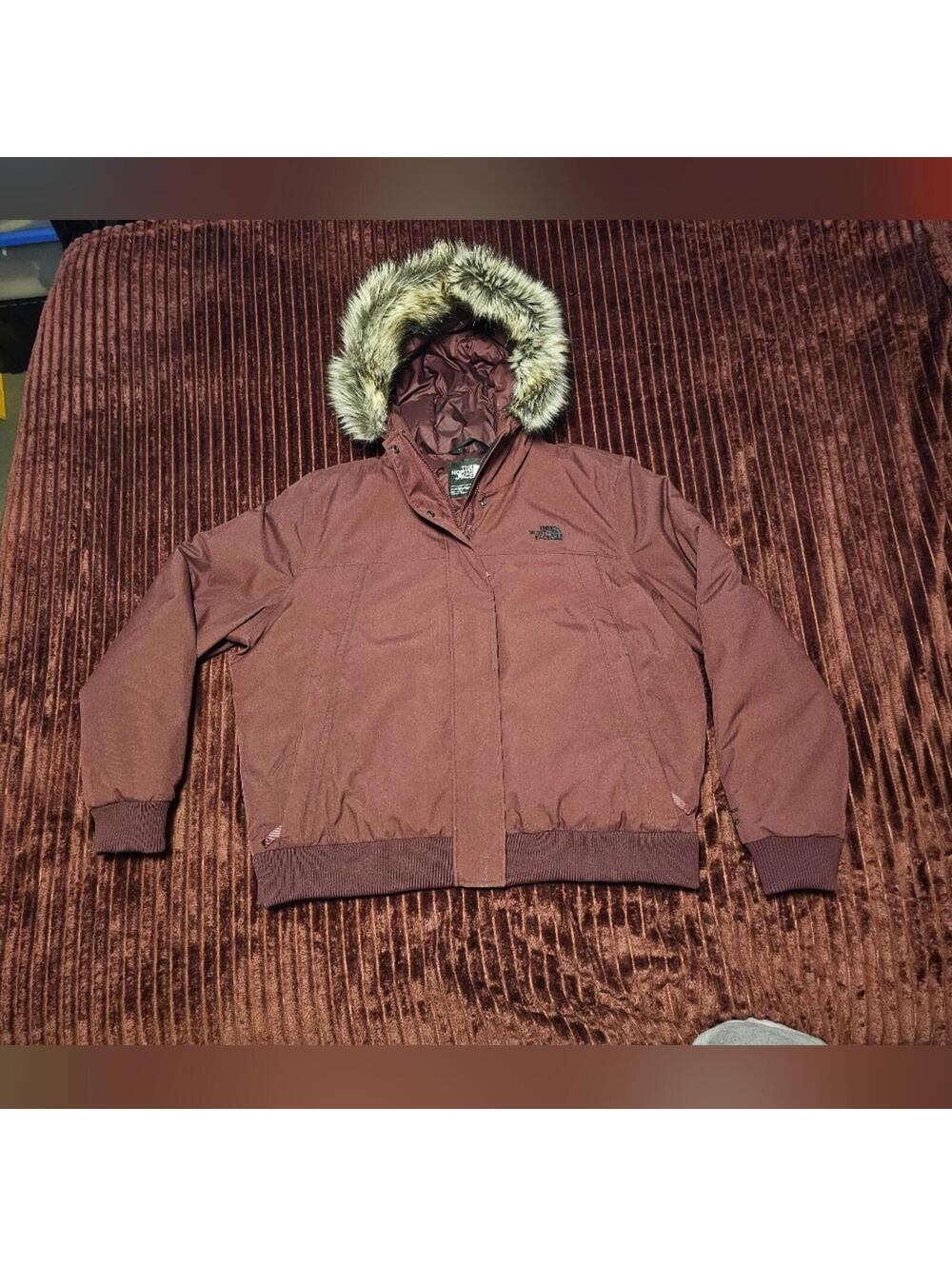 North Face Maroon Jacket with Fur Hood